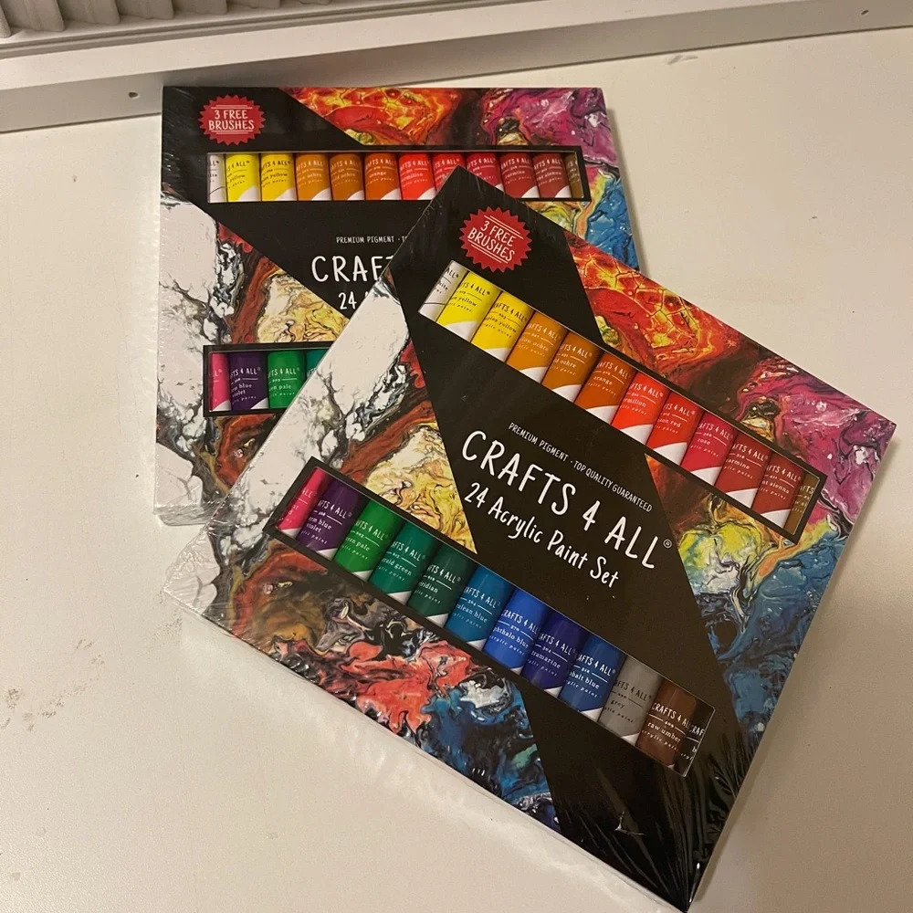 Two pack of Acrylic Paint Set for Adults and Kids - 24 Pack of 12mL Paints with - Picture 3 of 10